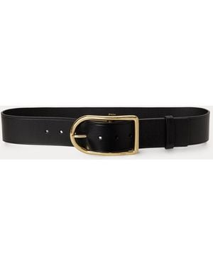 Polo Ralph Lauren Curved-Buckle Leather Belt - Black