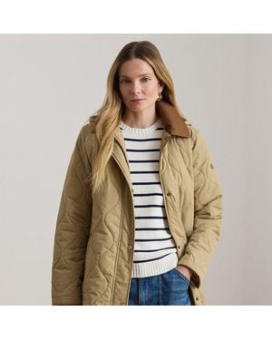 Ralph Lauren Twill-Trim Onion-Quilted Hooded Jacket - Natural
