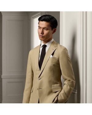 Ralph Lauren Hadley Hand-Tailored Silk-Linen Jacket - Natural