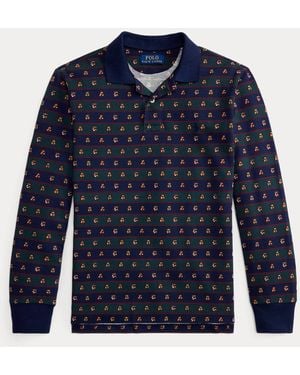 Polo Ralph Lauren Ralph Lauren Boy's Crest-Print Mesh Long-Sleeve Polo Shirt - Blue