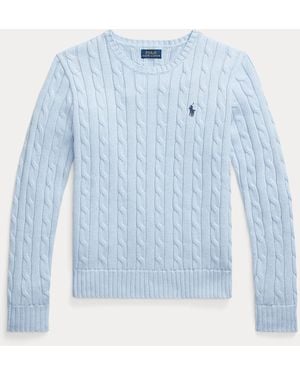 Polo Ralph Lauren Maglia a girocollo in cotone a trecce - Blu