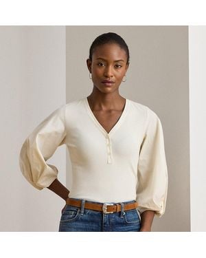 Ralph Lauren Maglia serafino con maniche a palloncino - Bianco