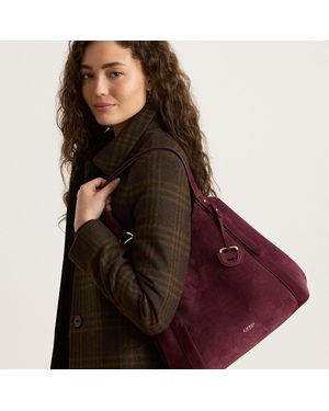 Ralph Lauren Sheep-Suede Large Tasha Tote Bag - Red