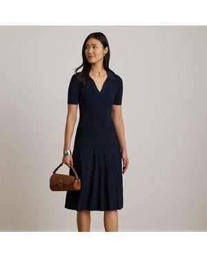 Ralph Lauren Rib-Knit Short-Sleeve Jumper Dress - Blue
