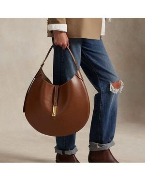 Polo Ralph Lauren Polo Id Large Calfskin Shoulder Bag - Brown