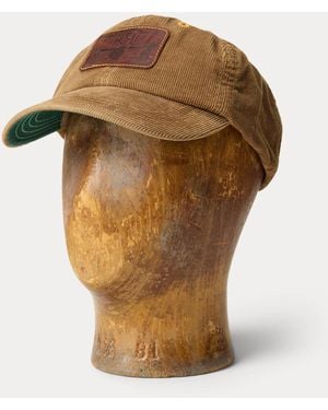 RRL Leather-Patch Corduroy Trucker Cap - Brown