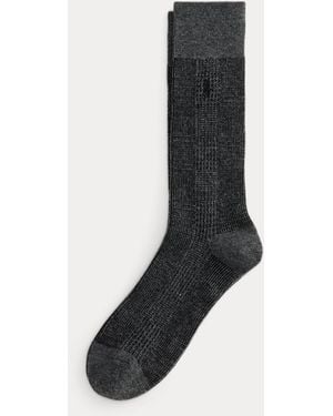 Ralph Lauren Glen Plaid Wool-Blend Trouser Socks - Black