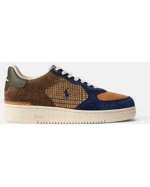Ralph Lauren Masters Court Suede & Tweed Trainer - Blue