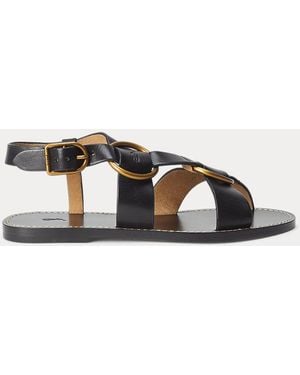Polo Ralph Lauren Double O-Ring Leather Sandal in Brown | Lyst