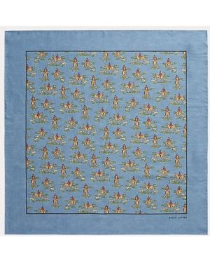 Polo Ralph Lauren Wollen Bandana Met Paardensportprint - Blauw