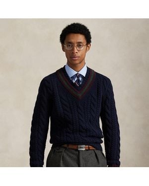 Polo Ralph Lauren Wollen-Kasjmier Crickettrui - Blauw