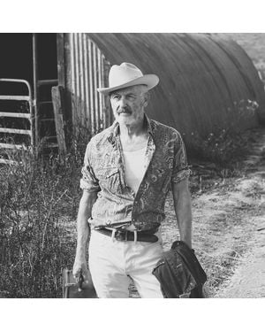 RRL Slim Paisley Linen-Cotton Western Shirt - Grey