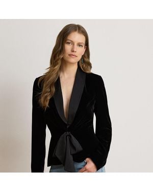 Ralph Lauren Blazer En Velours Avec Nœud En Satin - Noir