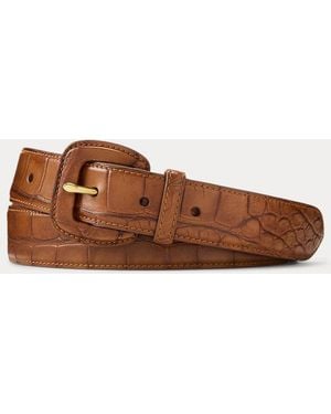 Ralph Lauren Ceinture En Alligator Tanné - Marron