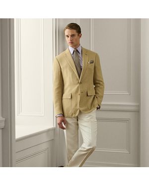 Ralph Lauren Gregory Hand-Tailored Silk-Linen Trouser - Natural