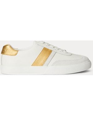 Ralph Lauren Braylee Metallic-Trim Leather Sneaker - Multicolor
