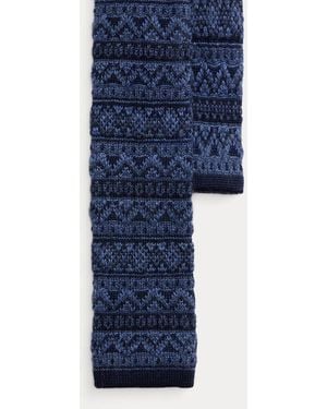 Polo Ralph Lauren Fair Isle Knit Wool Tie - Blue