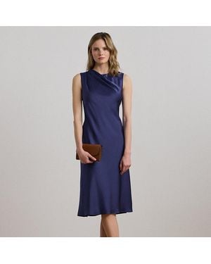 Ralph Lauren Satijnen Charmeuse Cocktailjurk - Blauw
