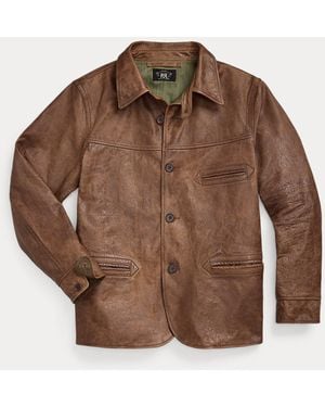 RRL Ralph Lauren Leather Car Coat - Brown