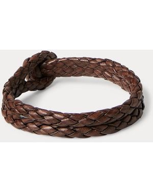 RRL Handgeflochtenes Lederarmband - Braun