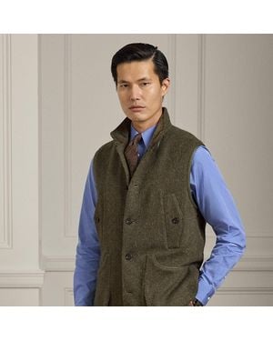 Ralph Lauren Woll-Kaschmir-Weste Mit Fischgratmuster - Grün