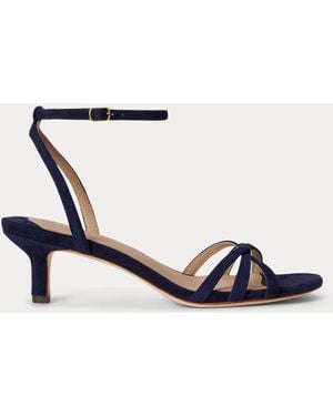 Ralph Lauren Kendyl Kitten-Heel Suede Sandal - Blue