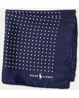 Polo Ralph Lauren Gepunktetes Einstecktuch Aus Seide - Blau