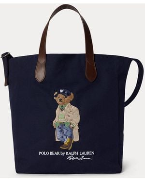Polo Ralph Lauren Segeltuch-Shopper Mit Polo Bear - Blau