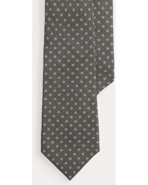 Ralph Lauren Geometric-Print Cashmere-Silk Tie - Grey
