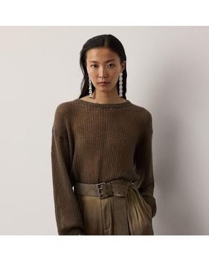 Ralph Lauren Bouclé Cashmere-Blend Boatneck Jumper - Brown