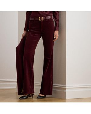 Ralph Lauren Pantaloni in velluto svasati a vita alta - Rosso