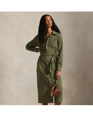 Ralph Lauren Cotton-Linen Belted Shirtdress - Green