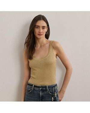 Ralph Lauren Rib-Knit Linen-Blend Jumper Tank Top - Green