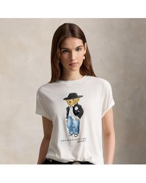 Ralph Lauren Holiday Polo Bear Cotton Jersey Tee - White