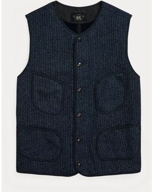 RRL Print Fleece Waistcoat - Blue