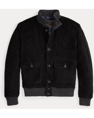 RRL Suede Bomber Jacket - Black
