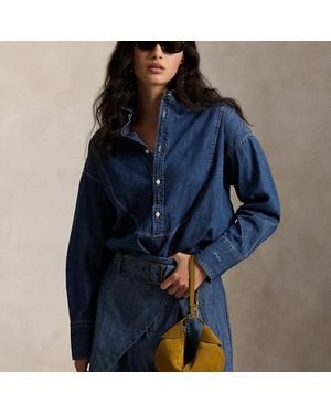 Ralph Lauren Polo Id Suede Mini Shoulder Bag - Blue