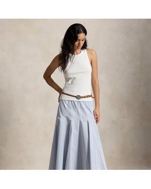 Ralph Lauren Striped Cotton A-Line Skirt - Blue