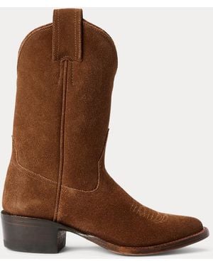 RRL Plainview Roughout Suede Boot - Brown