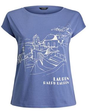 Ralph Lauren Taglie Plus - Maglietta in misto cotone con grafica - Blu