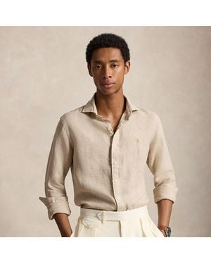 Polo Ralph Lauren Custom Fit Houndstooth Linen Shirt - White