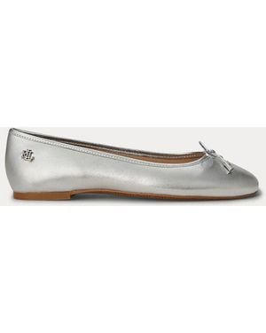 Ralph Lauren Bailarina Jayna De Piel Napa Metalizada - Metálico