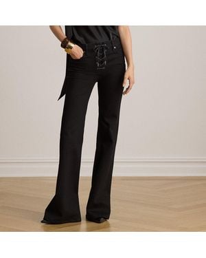 Ralph Lauren Lace-Up High-Rise Flare Jean - Black