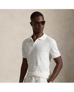 Polo Ralph Lauren Cotton-Linen Polo-Collar Jumper - White