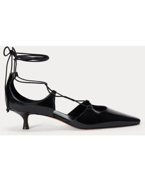 Polo Ralph Lauren Calfskin Lace-Up Kitten Heel - Black