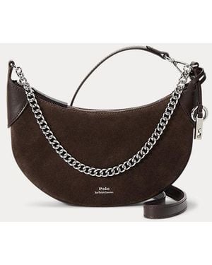 Polo Ralph Lauren Borsa Polo ID mini in camoscio - Nero