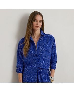 Ralph Lauren Relaxed Fit Paisley Crepe Shirt - Blue