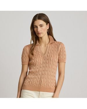 Ralph Lauren Cable Cotton-Blend Short-Sleeve Jumper - Brown