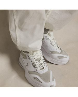 Polo Ralph Lauren Boerum Leather-Panelled Knitted Trainer - Grey