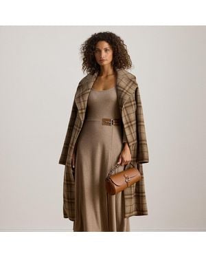 Ralph Lauren Buckle-Trim Rib-Knit Midi Dress - Brown
